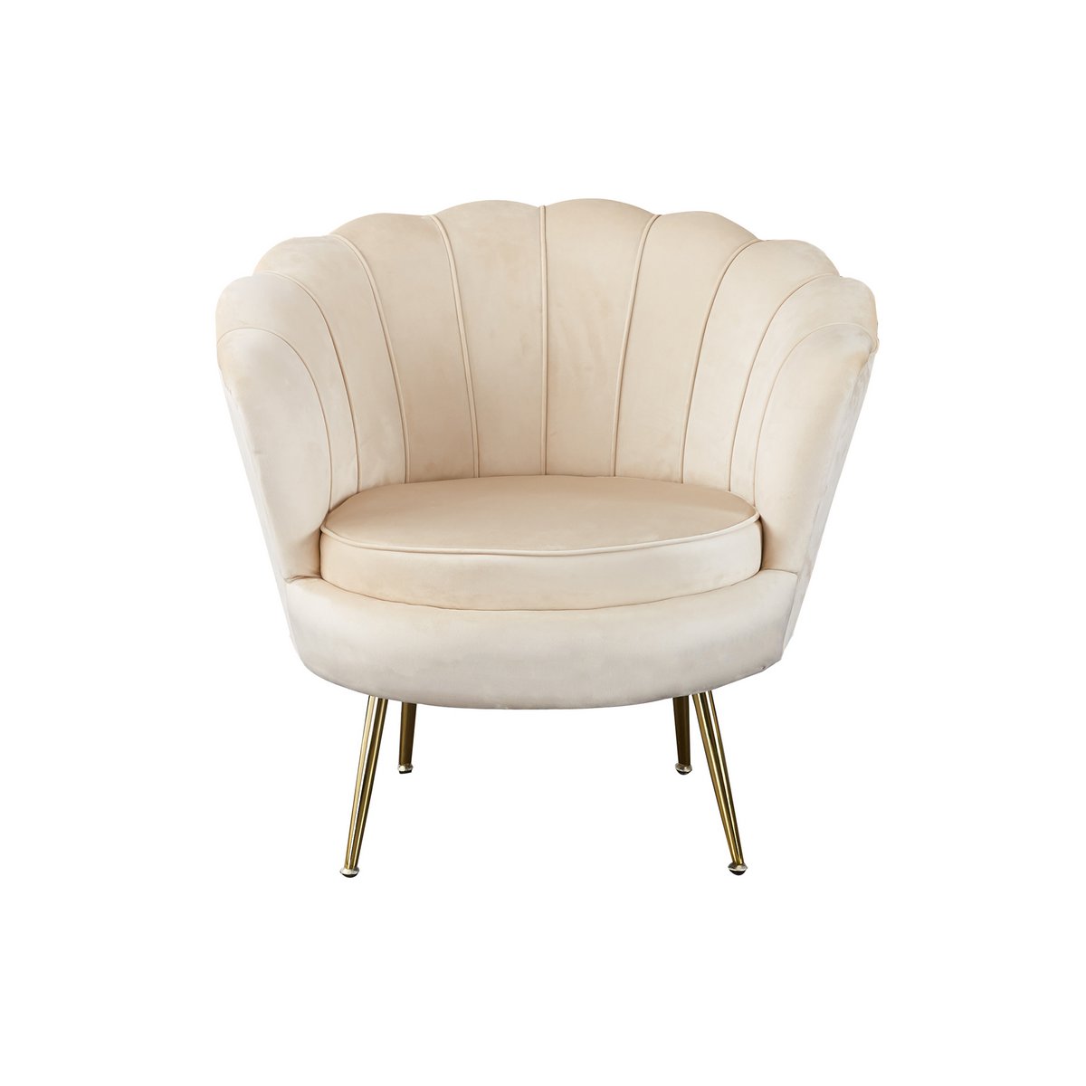 Shell armchair in beige velvet