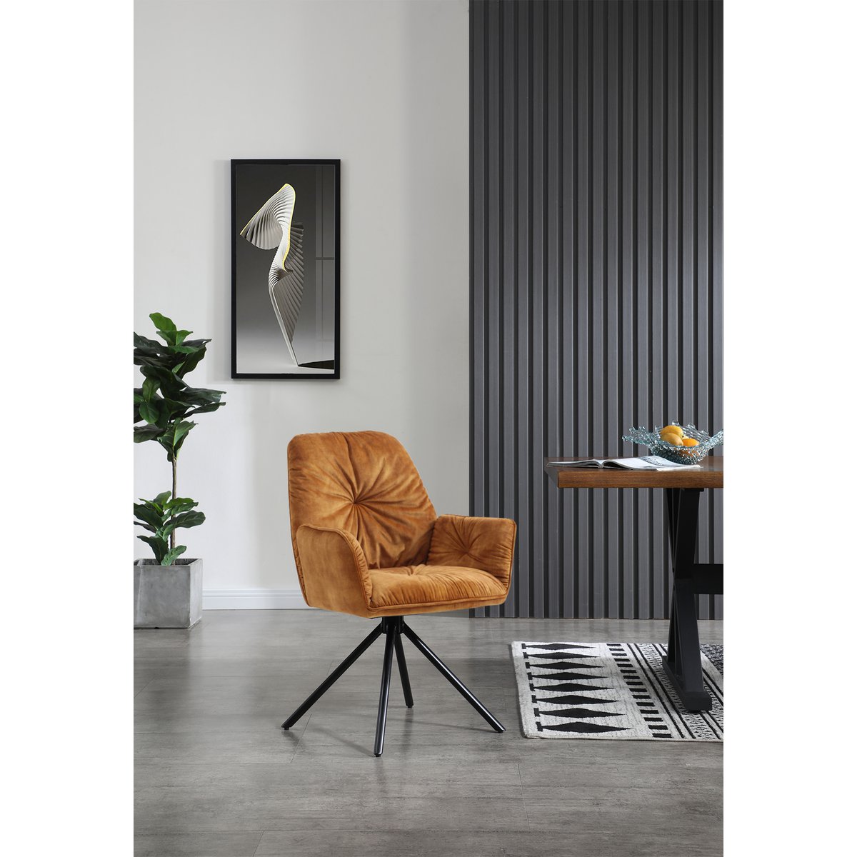 Armchair with 360° rotation function, gold