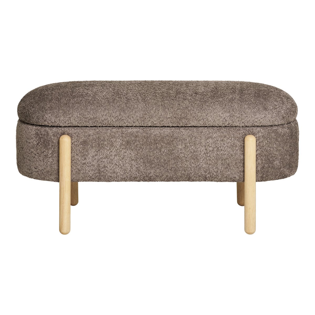 Branca Bank – Braun/Natur, Polyester/Schaum/Sperrholz, 98 x 41 x 48 cm