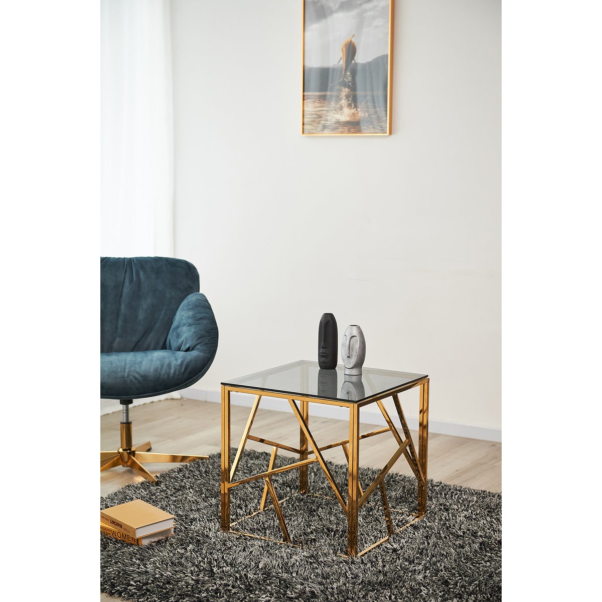 Beistelltisch Gold/Grau 55x55 cm