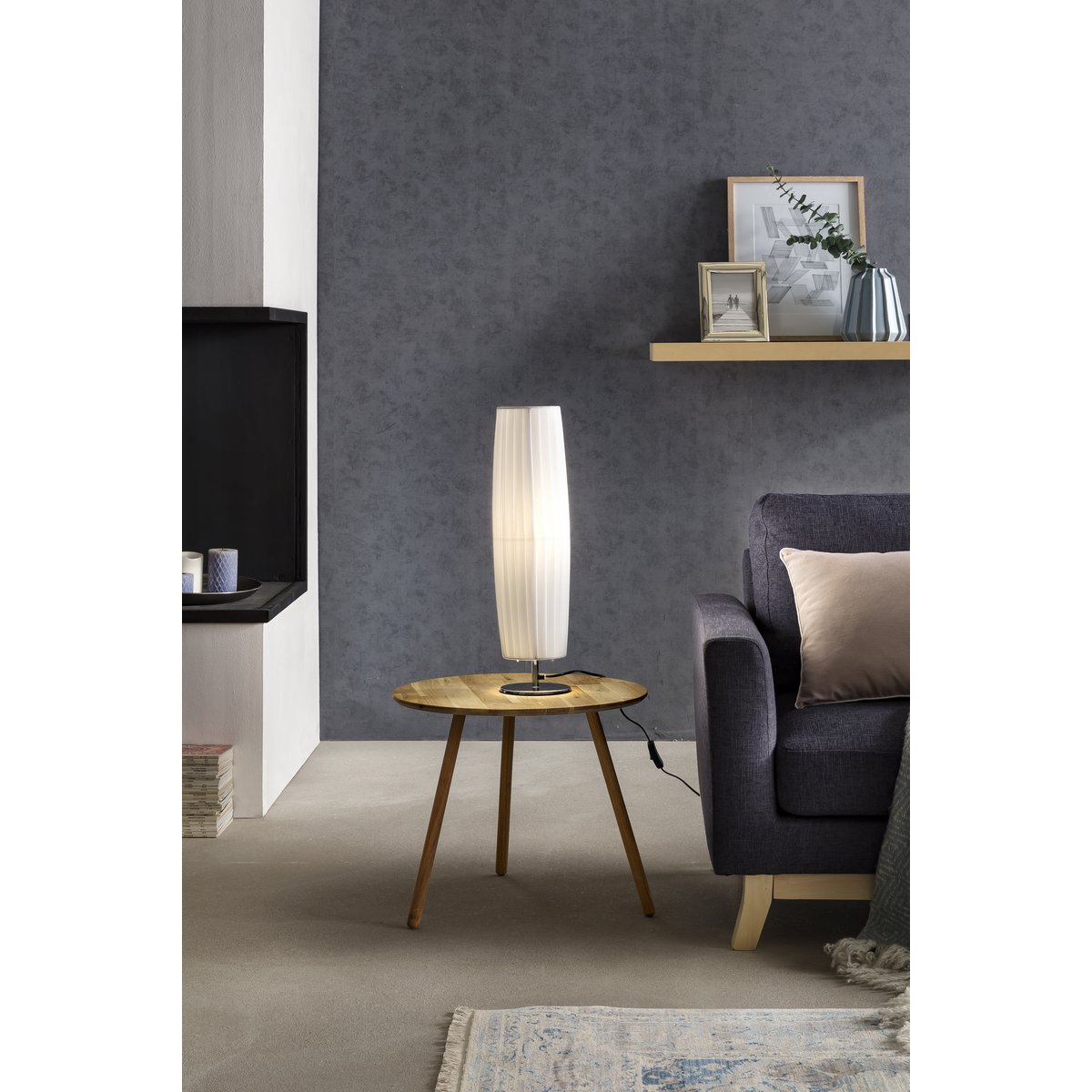 Table lamp 60 cm round white chrome