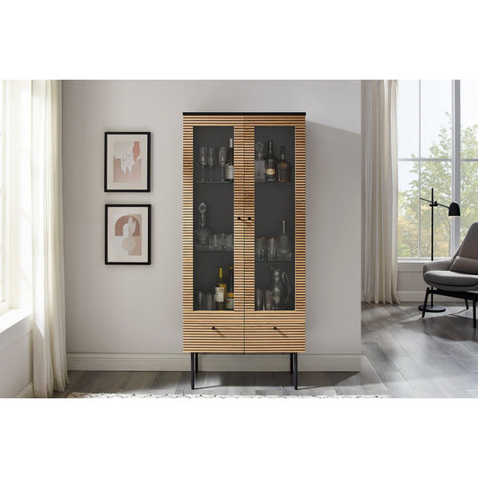 Vitrine 2-türig Eiche Echtholzfurnier