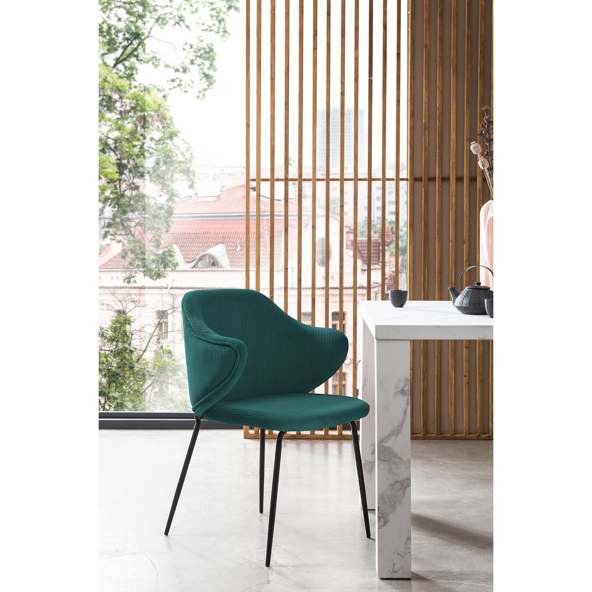 Set of 2 armchairs dark green
