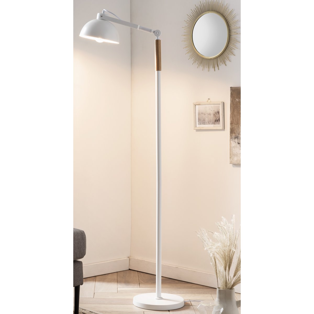 Floor lamp Scandinavian white/natural
