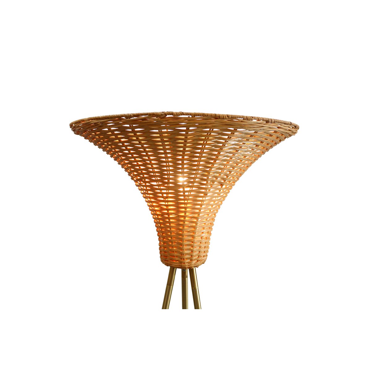 Floor lamp with braided shade brass/natural 150 cm