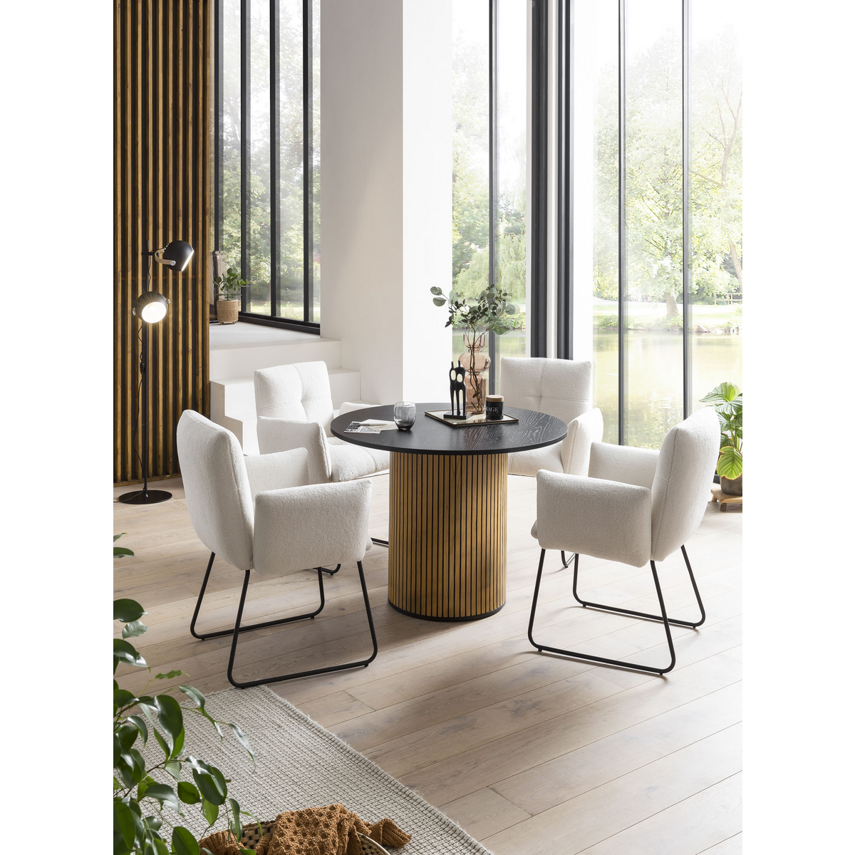 Armchair Bouclé fabric white