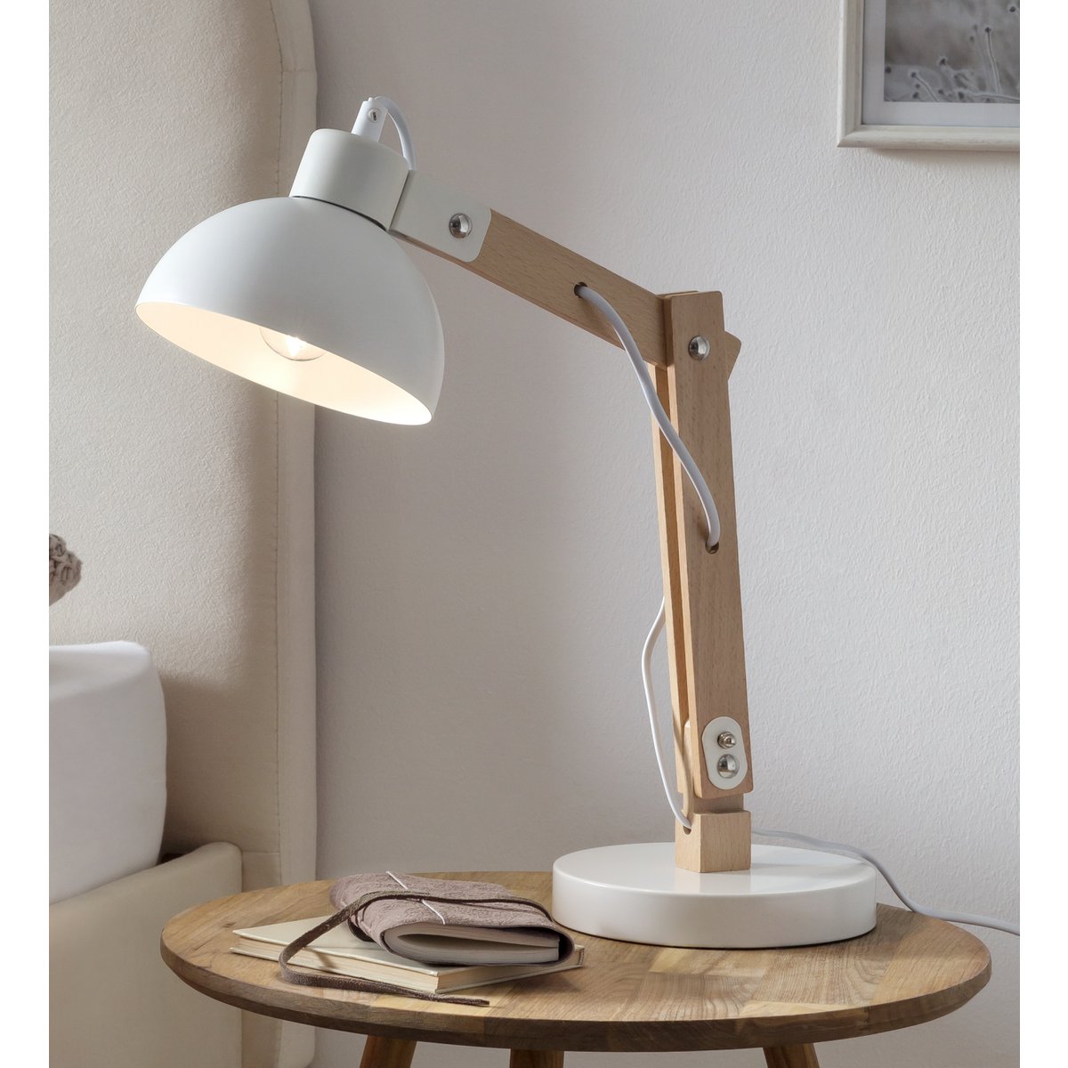 Table lamp Scandinavian white/natural