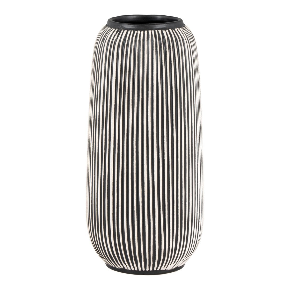 Vase - Kalkstein, Schwarz/Weiß - Ø9,5x20 cm
