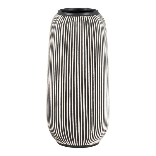 Vase - Kalkstein, Schwarz/Weiß - Ø9,5x20 cm
