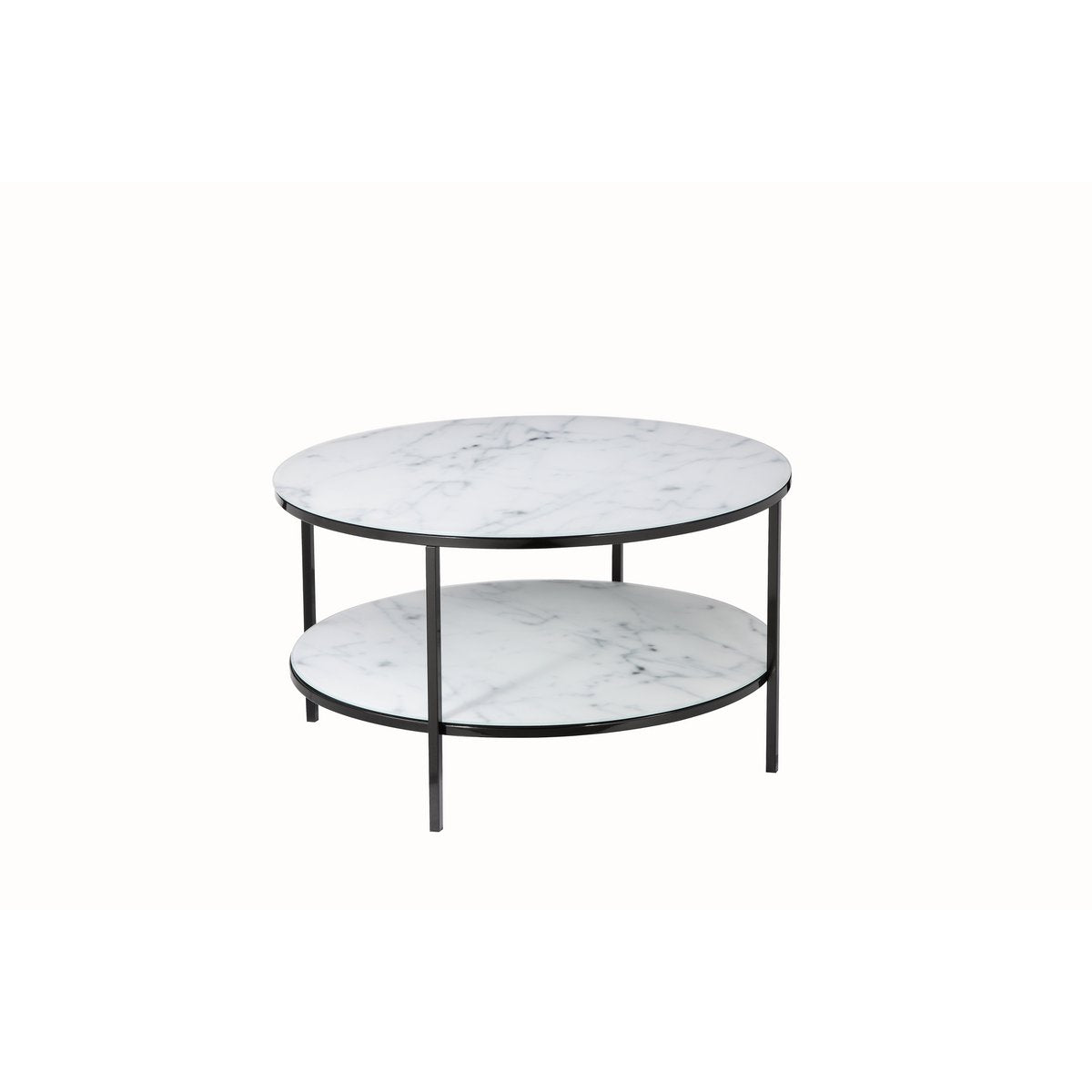 Coffee table with 2 shelves Ø 80 cm