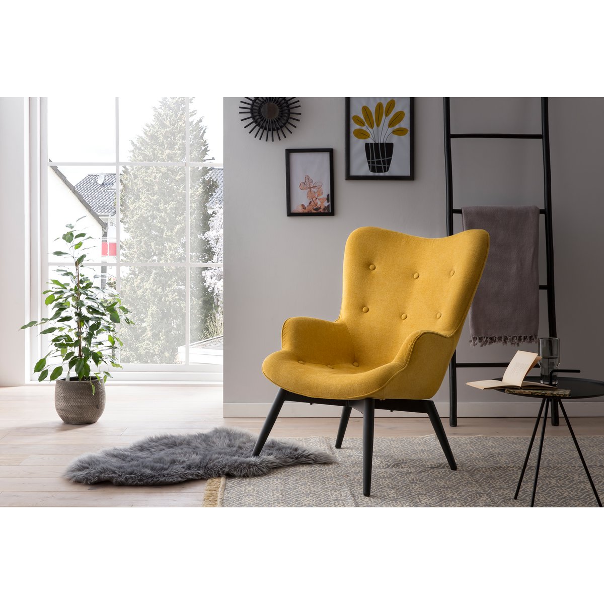 Armchair Yellow textured fabric