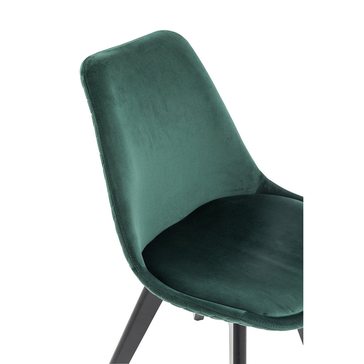 Set of 2 dining chairs in green velvet