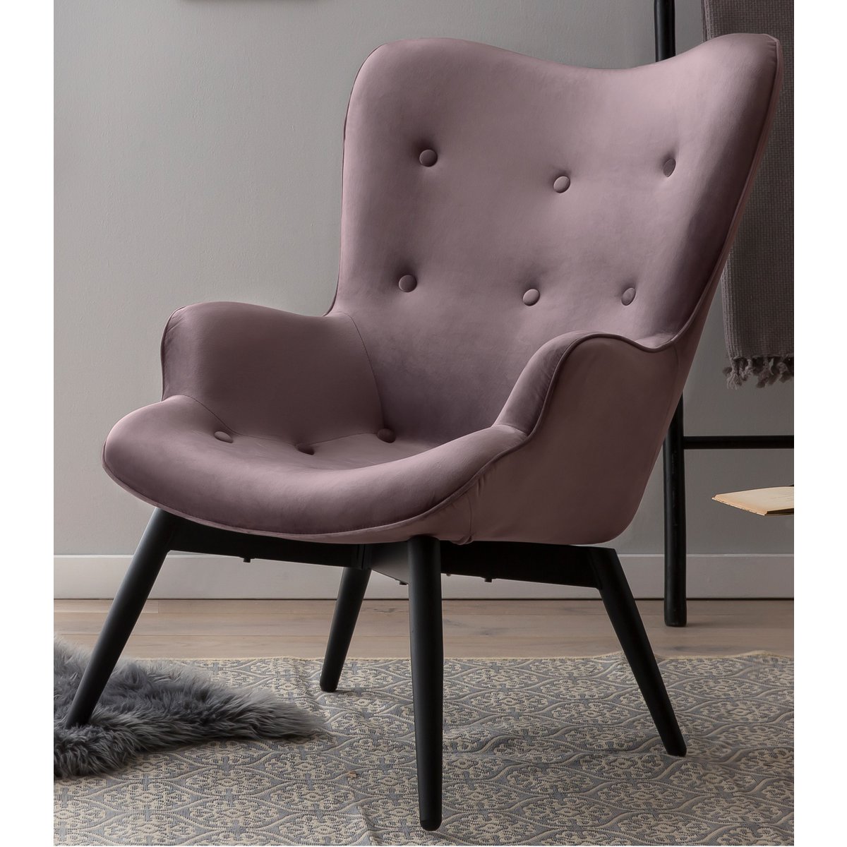 Armchair rose velvet