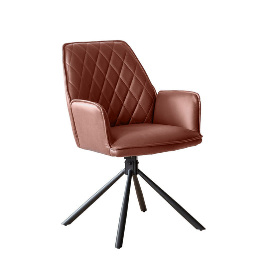 Cognac armchair set of 2 with 360° rotation function