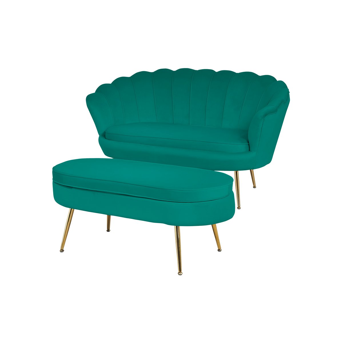 Velvet oval pouf green