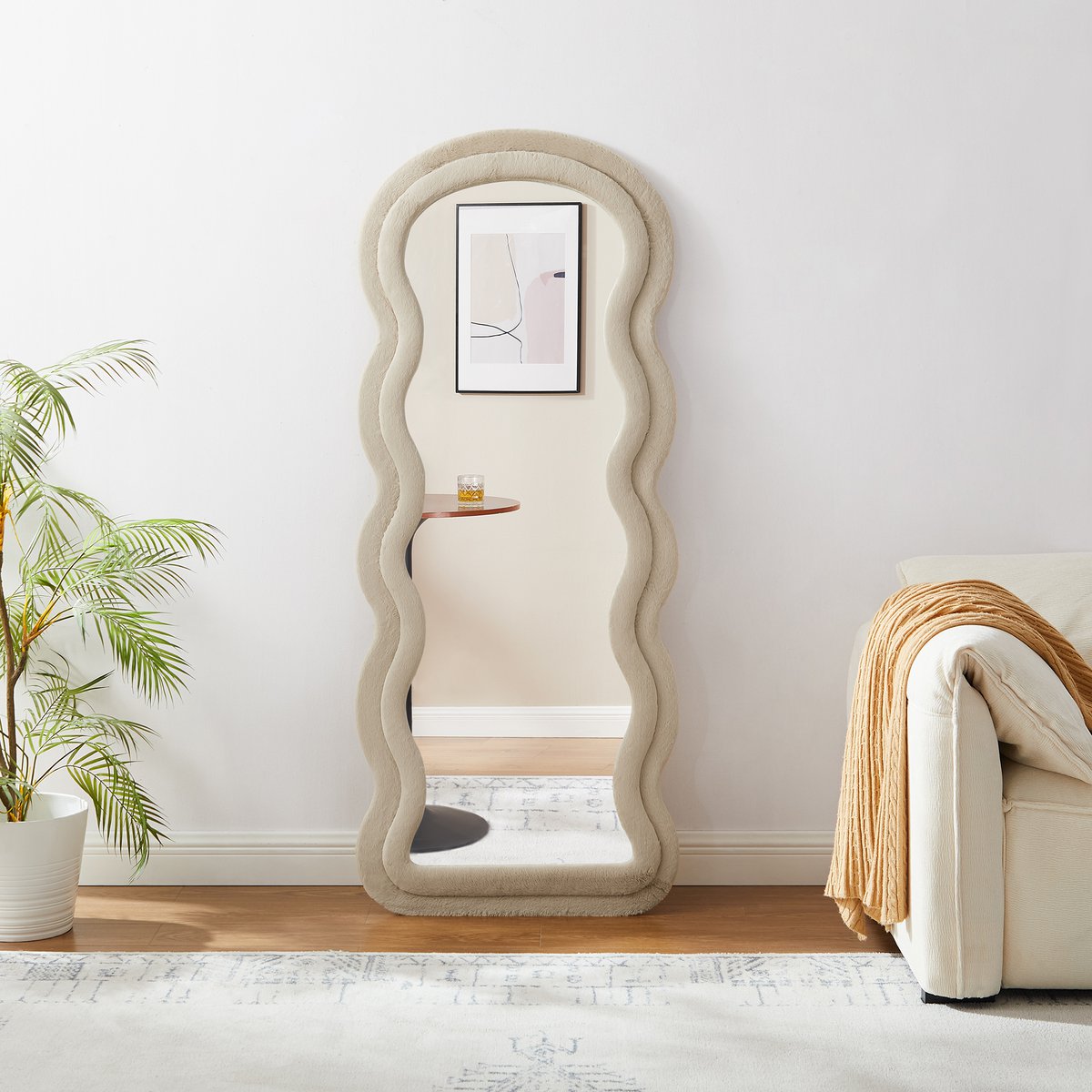 Mirror faux fur champagne 70x170 cm