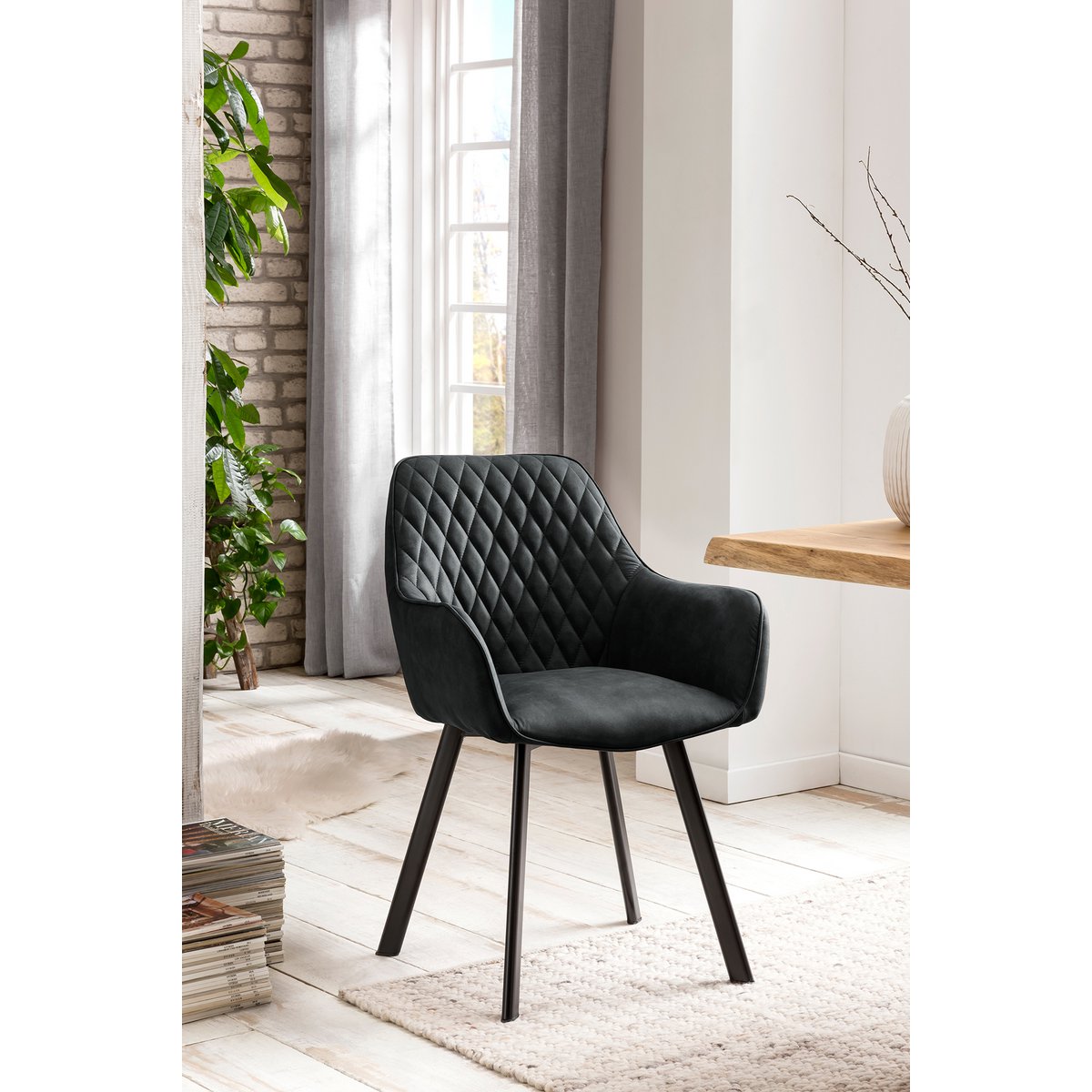 Set of 2 armchairs, anthracite microfibre