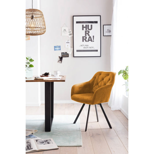Armchair with 360° swivel function Mustard yellow