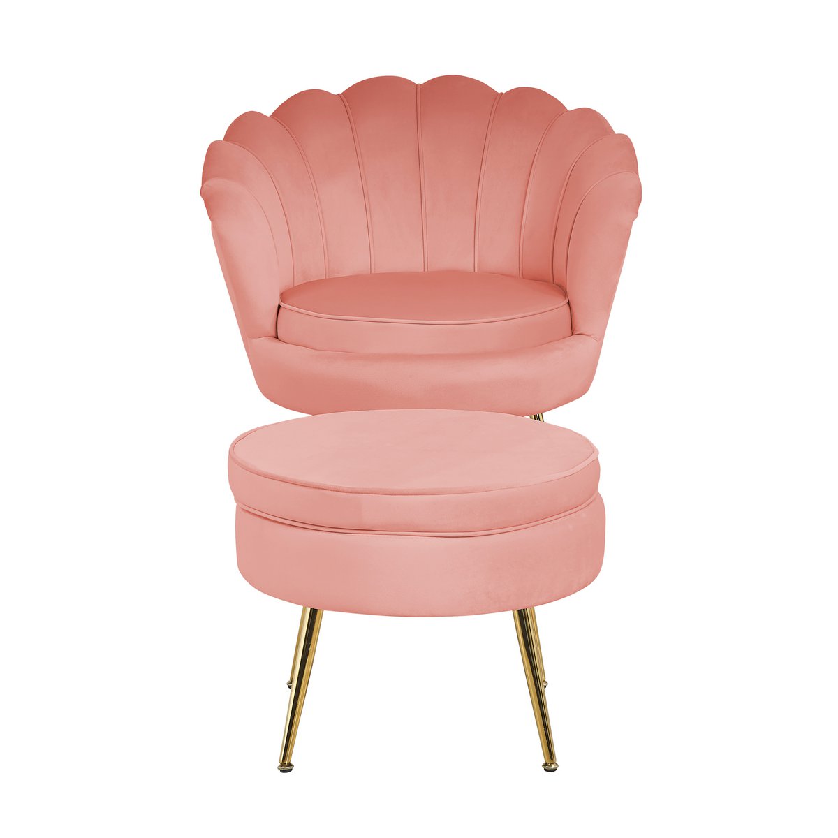 Shell armchair in velvet Rose
