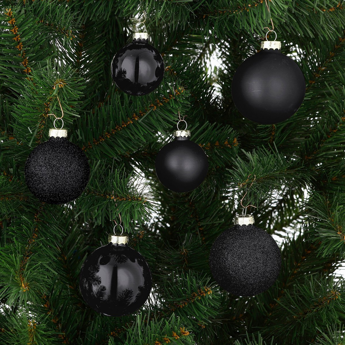 Weihnachtskugel-Set Glaskugeln Schwarz
