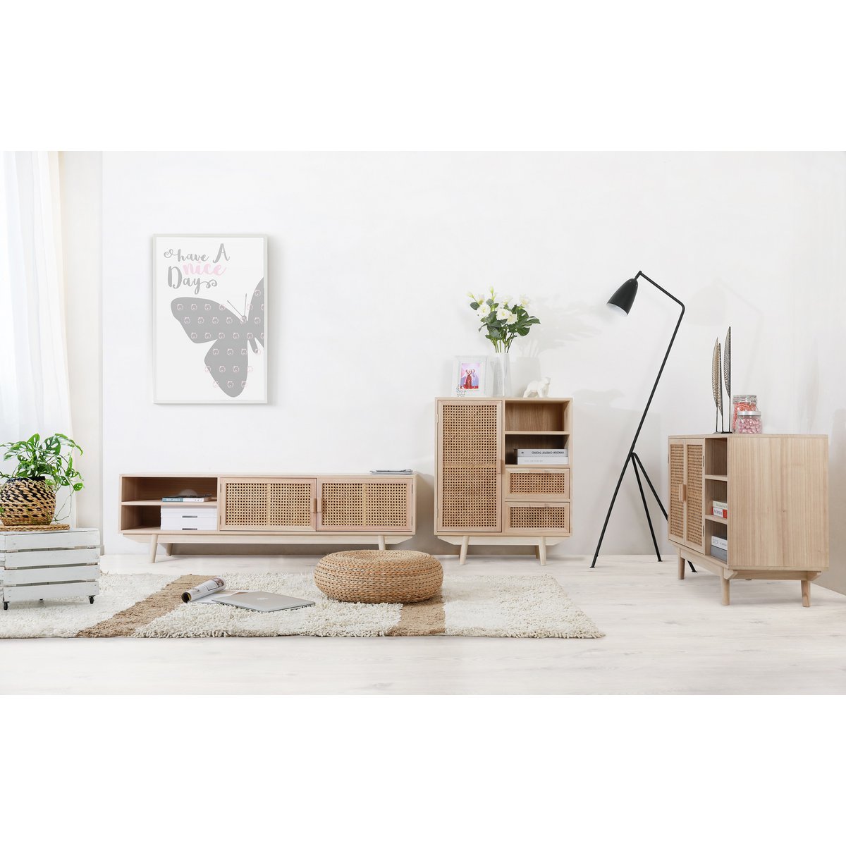 Sideboard 100x36 cm rattan weave