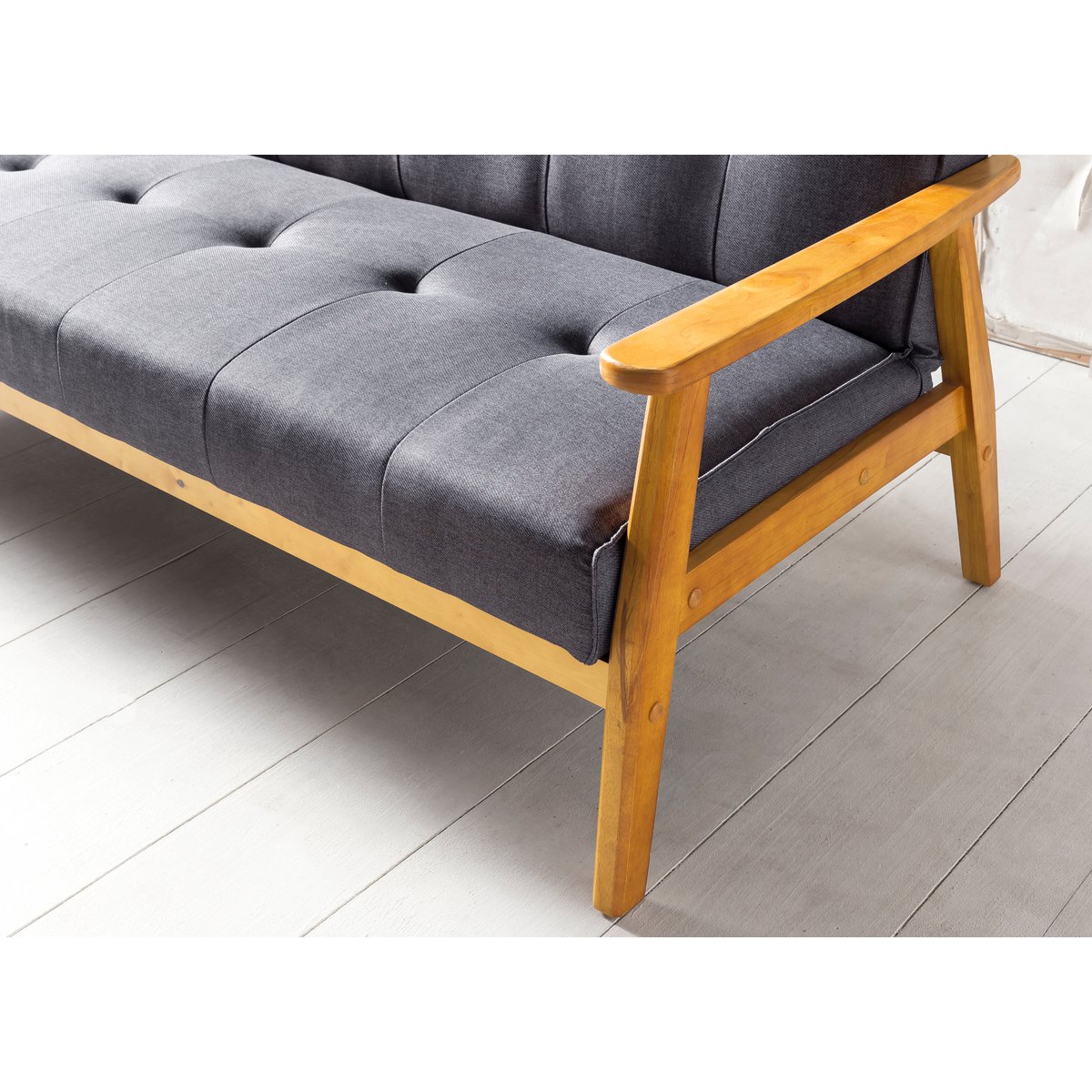 Sofa bed 190x85x81 cm dark gray woven fabric