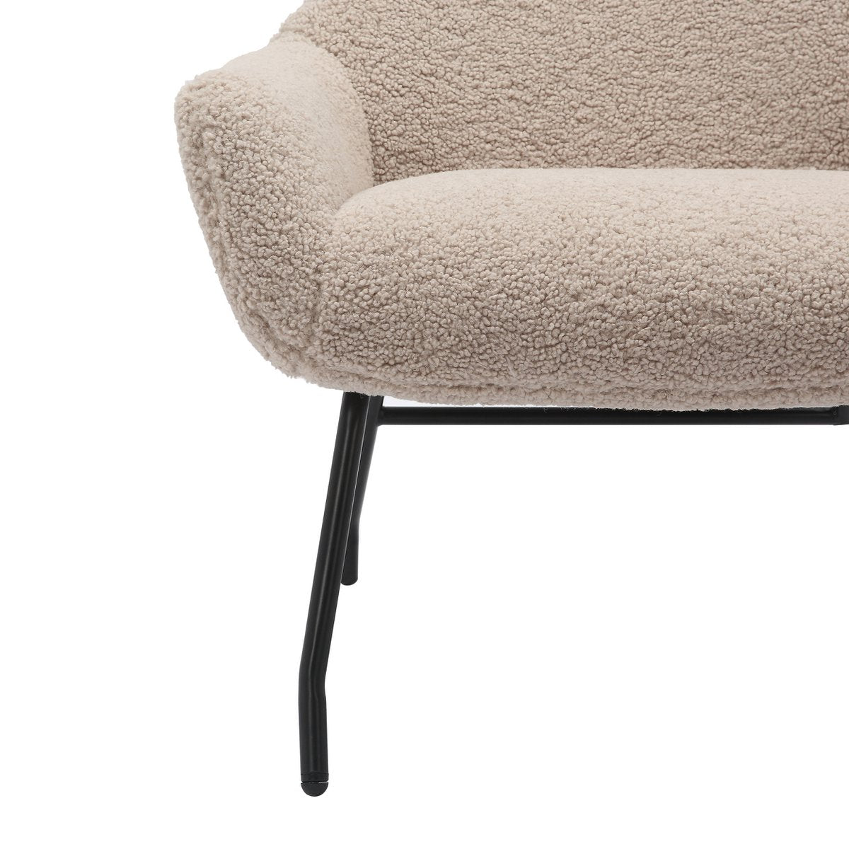 Armchair and stool set teddy fur taupe