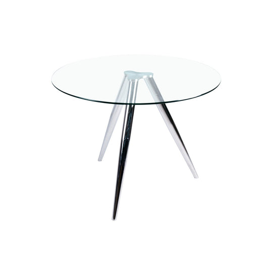 Round dining table with glass top and chrome frame Ø100 cm