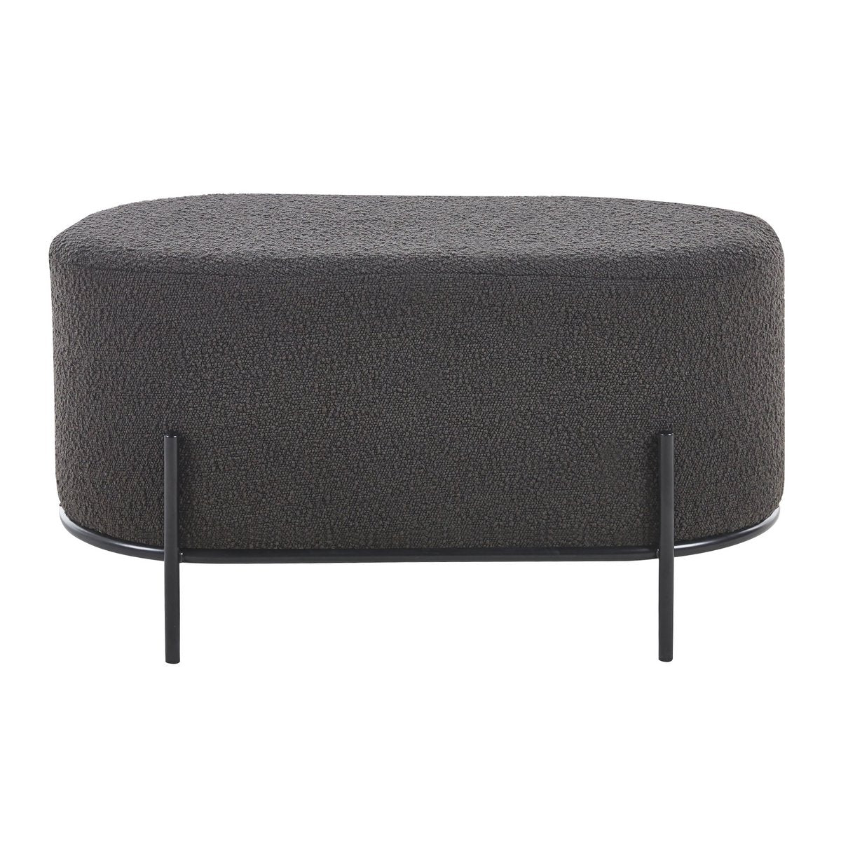 Polsterhocker Bouclé Stoff Anthrazit