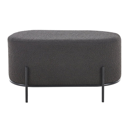 Polsterhocker Bouclé Stoff Anthrazit