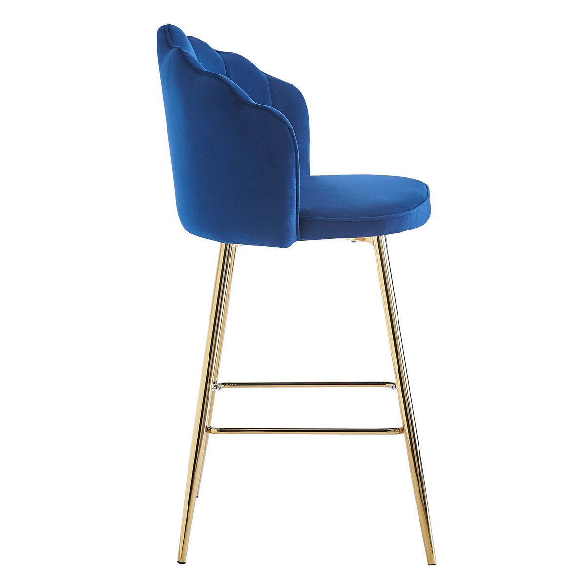 Barhocker Muscheldesign 2er Set aus Samt Dunkelblau