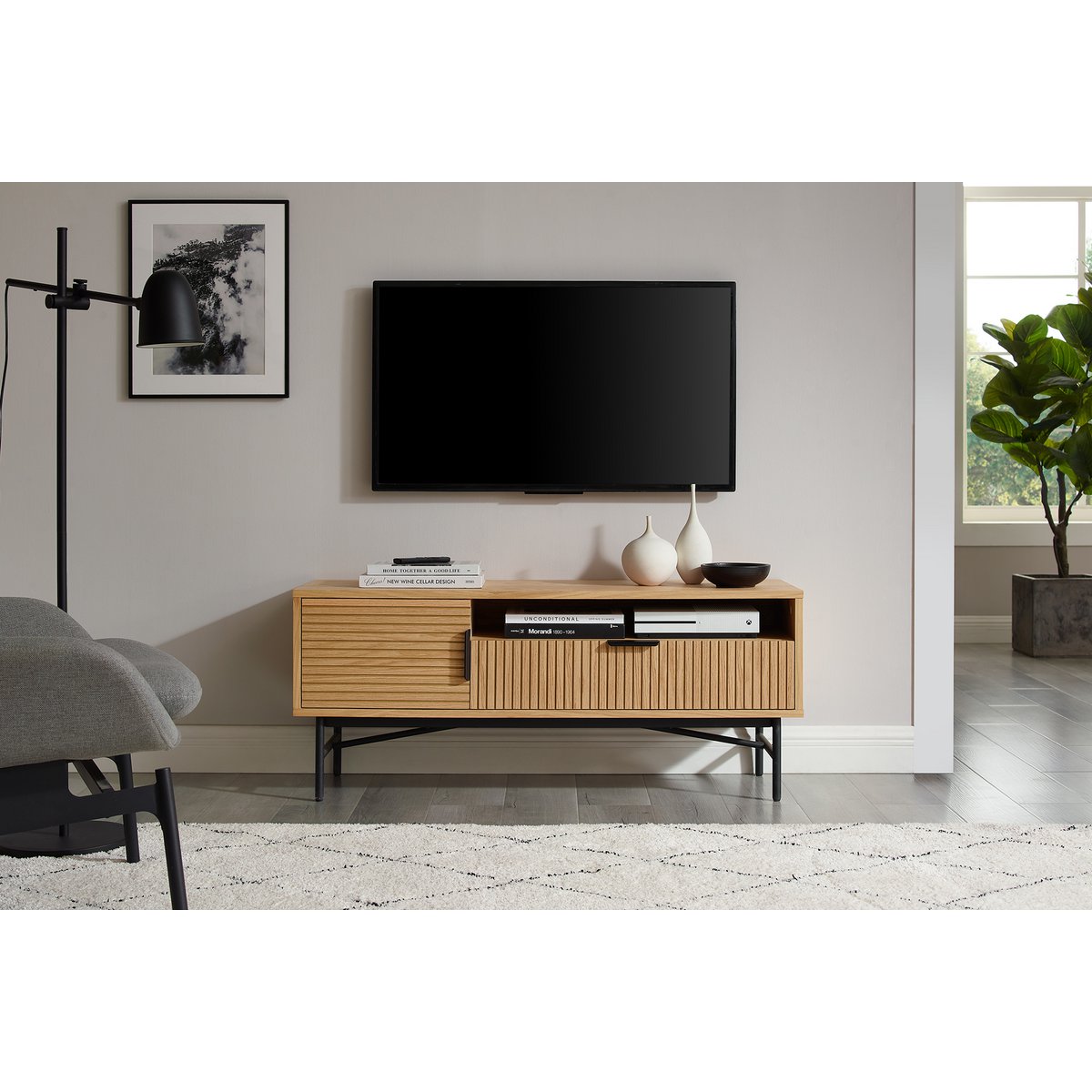 TV-Board 120 cm Eiche Echtholzfurnier