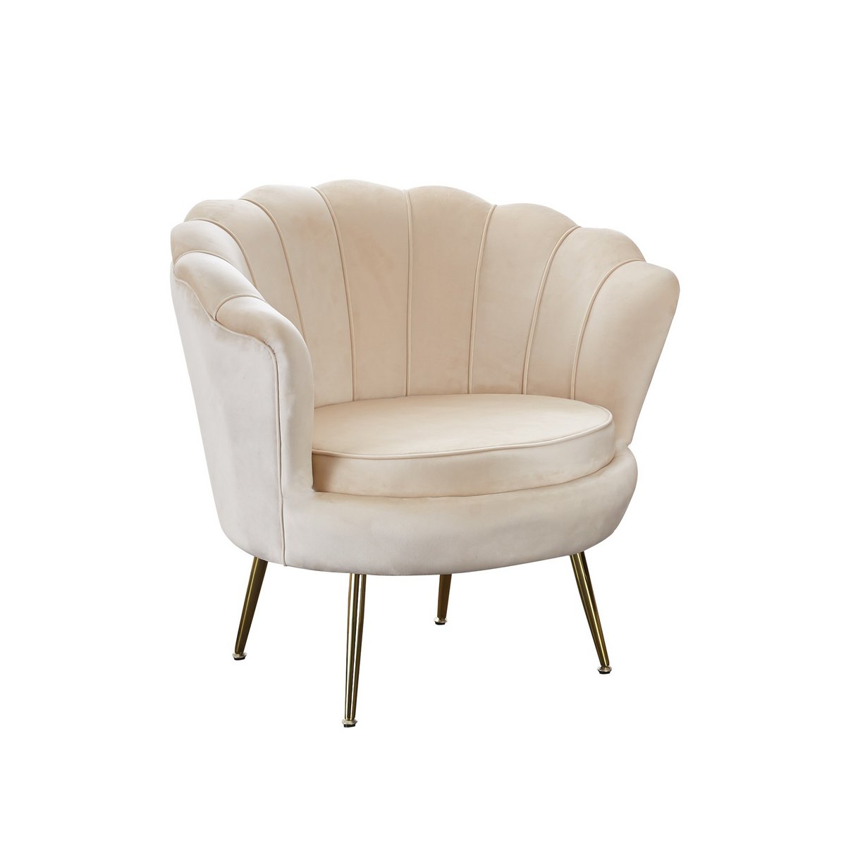 Shell armchair in beige velvet