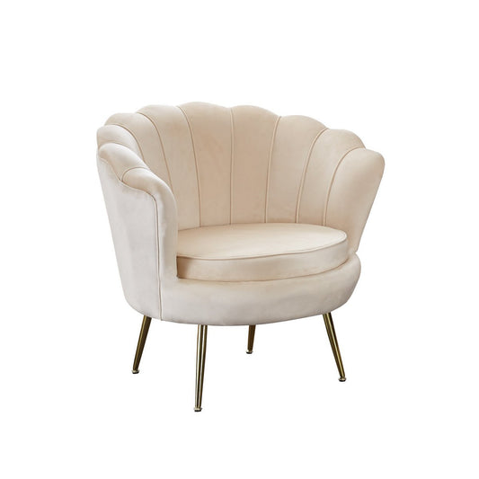 Shell armchair in beige velvet