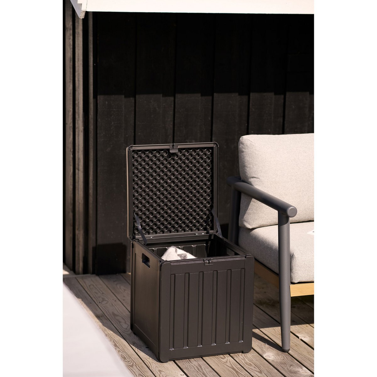 Sobra Kissenbox, Kunststoff, schwarz, 42,8x42,8x46,4 cm, 76 L