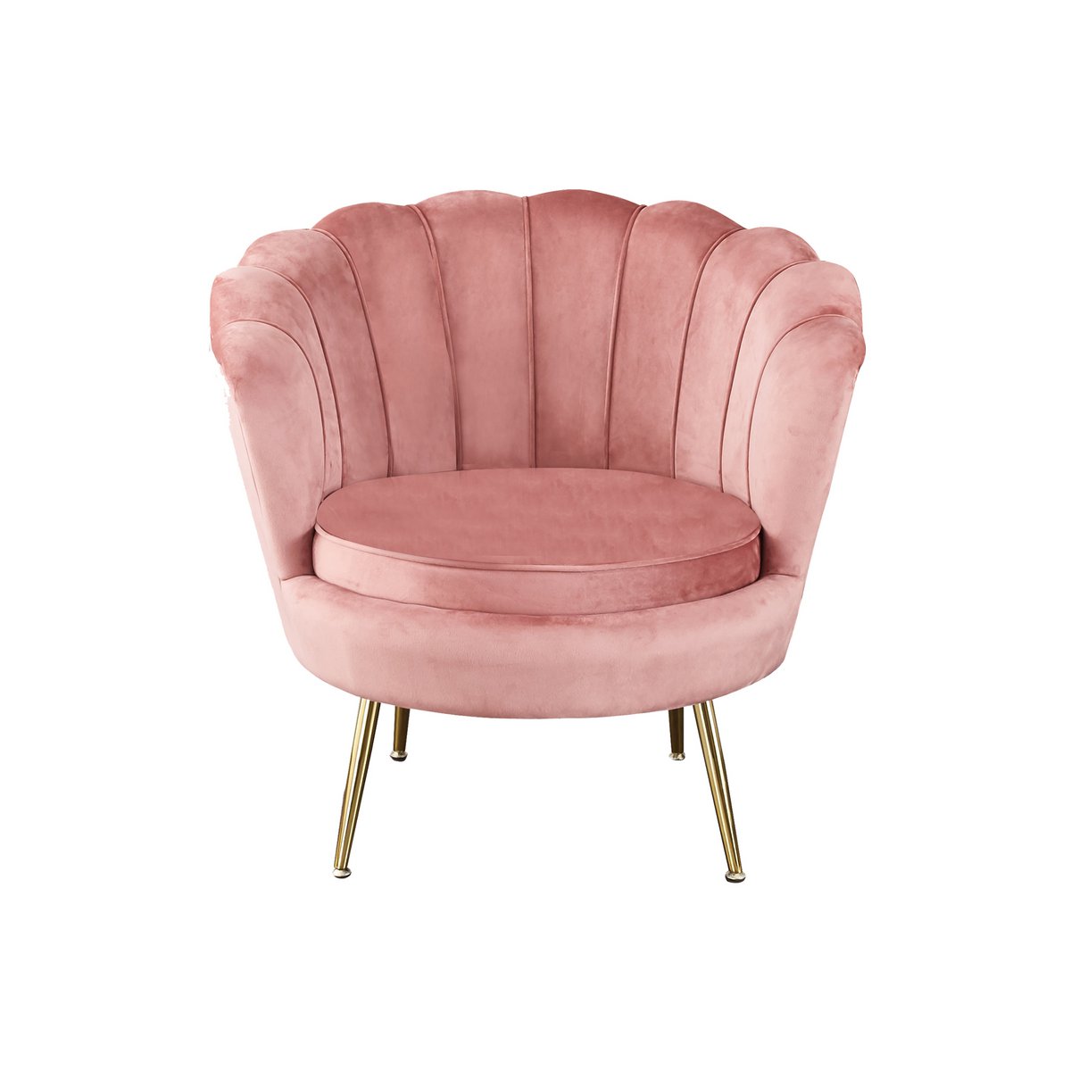 Shell armchair in velvet Rose