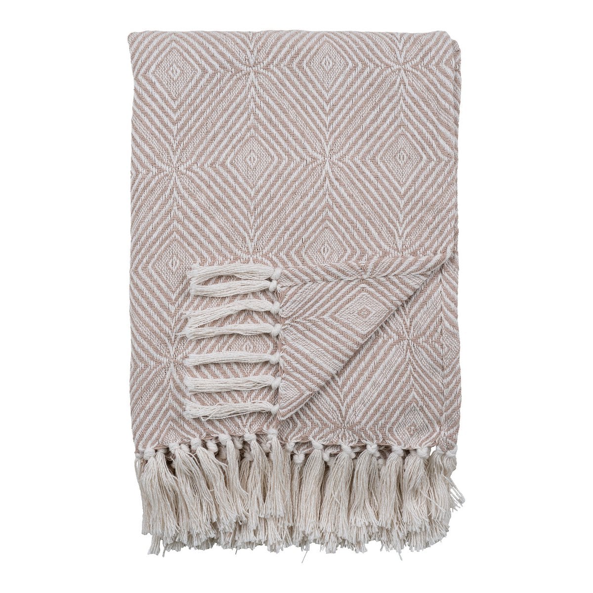 Cort Plaid – Elfenbein/Beige, 100 % recycelte Baumwolle, 130 x 160 cm