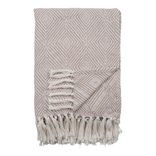 Cort Plaid – Elfenbein/Beige, 100 % recycelte Baumwolle, 130 x 160 cm