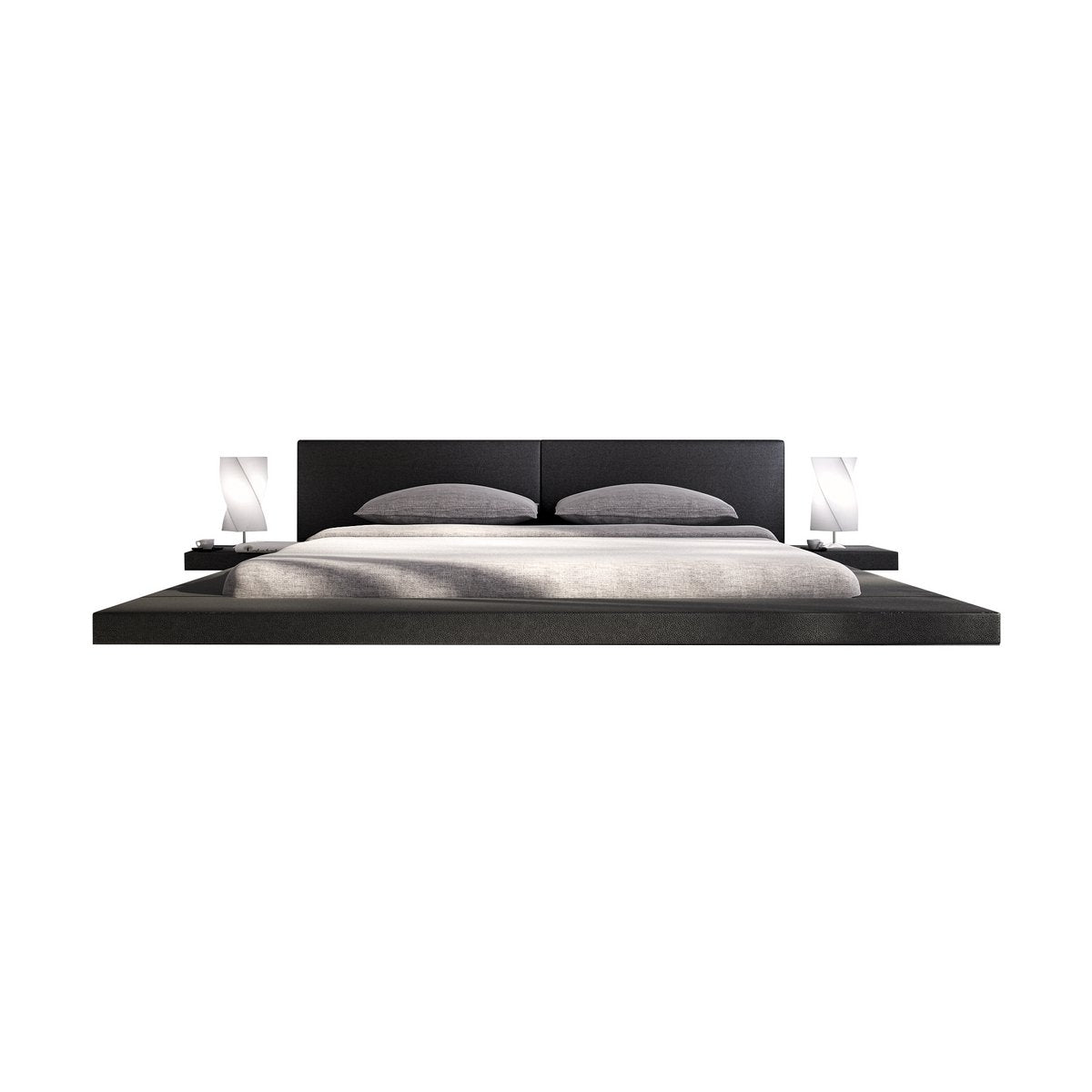Upholstered bed 140x200 cm black faux leather look