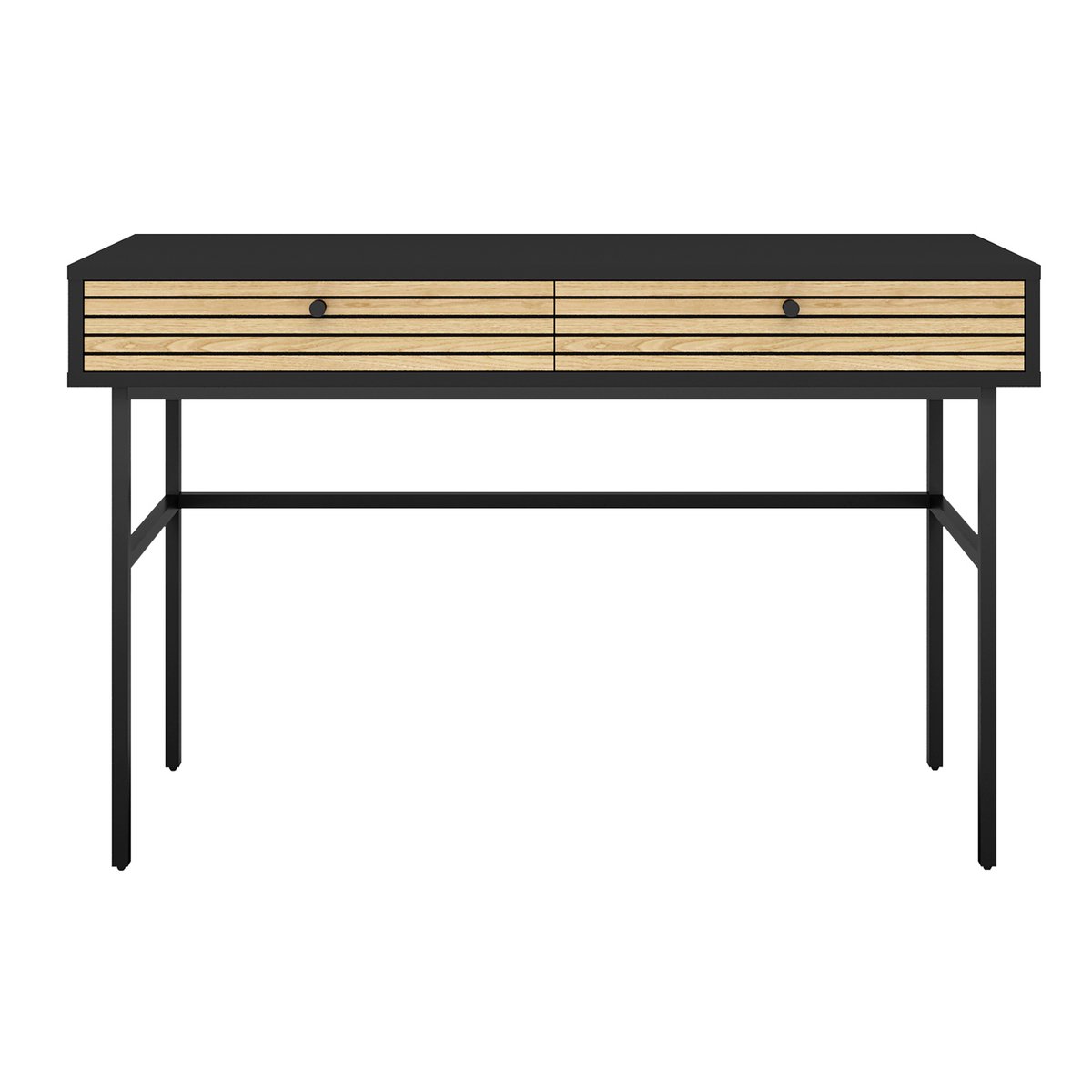 Desk black/oak real wood veneer