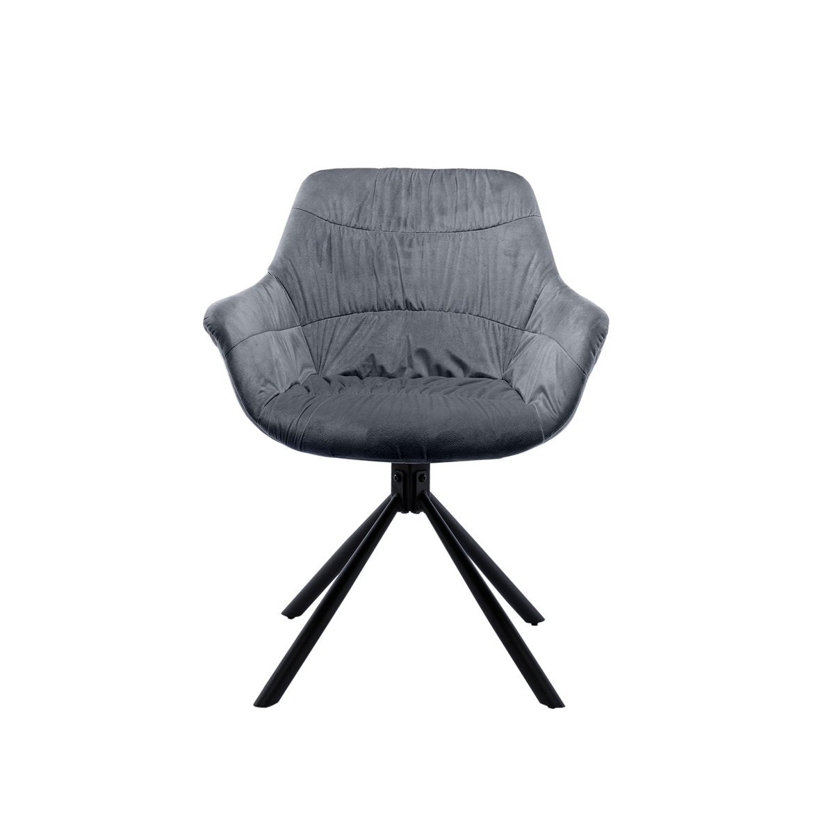 Armchair with honeycomb quilting in gray velvet
