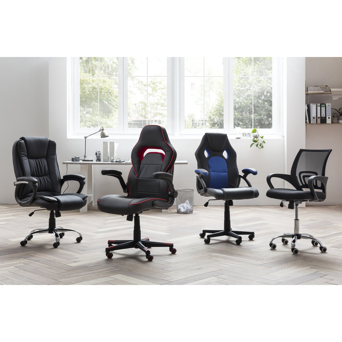 Office chair with mesh covering, black/gray