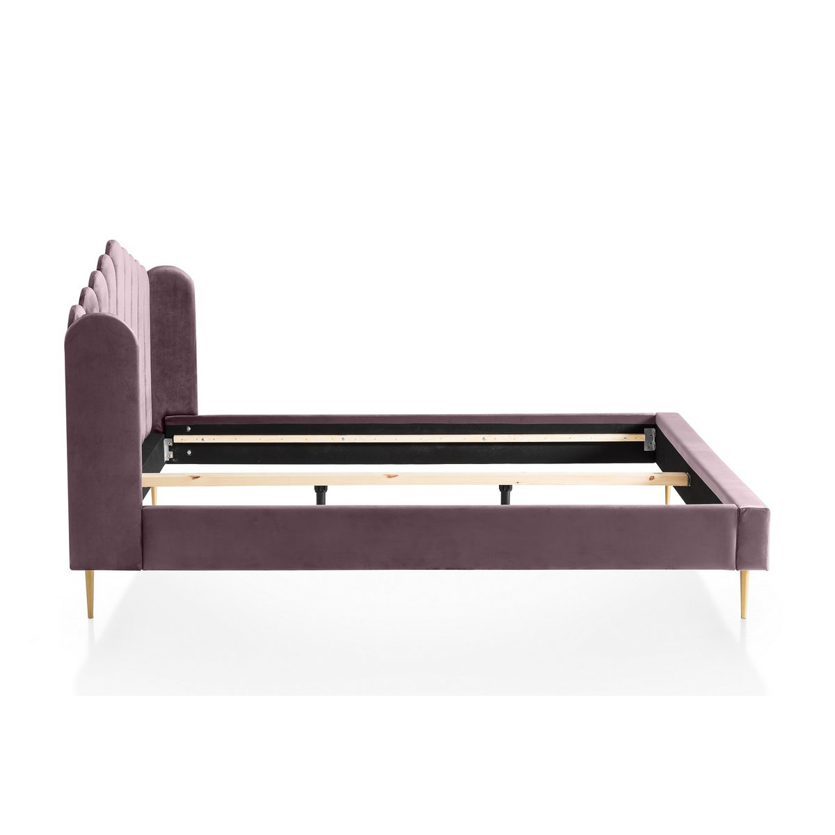 Velvet shell bed 140x200 cm