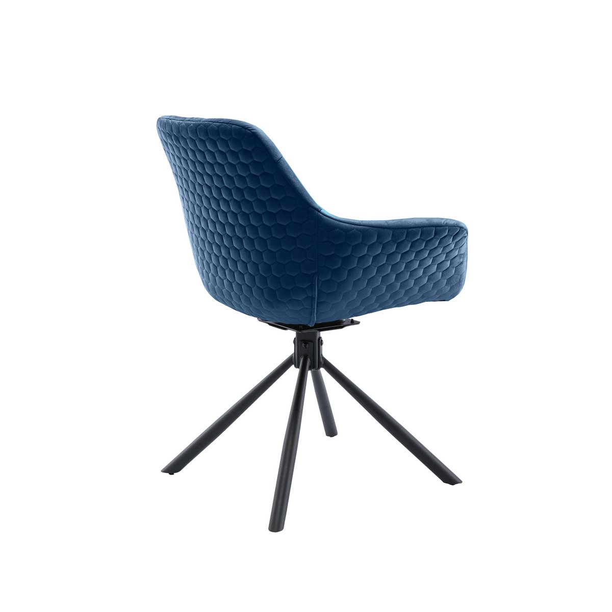Armchair with honeycomb quilting in velvet blue