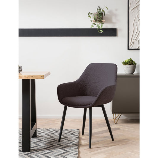 Armchair Bouclé fabric anthracite set of 2