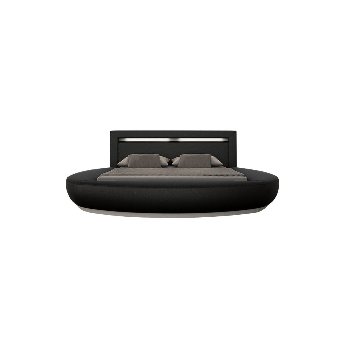 Round bed 140x200 cm LED black faux leather look