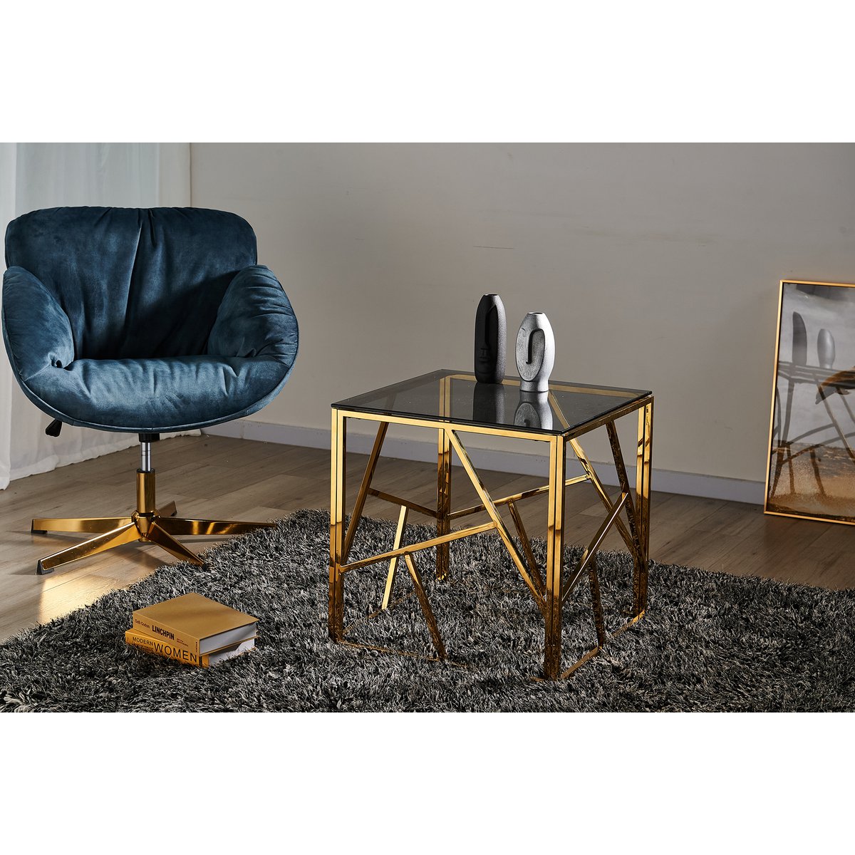 Beistelltisch Gold/Grau 55x55 cm
