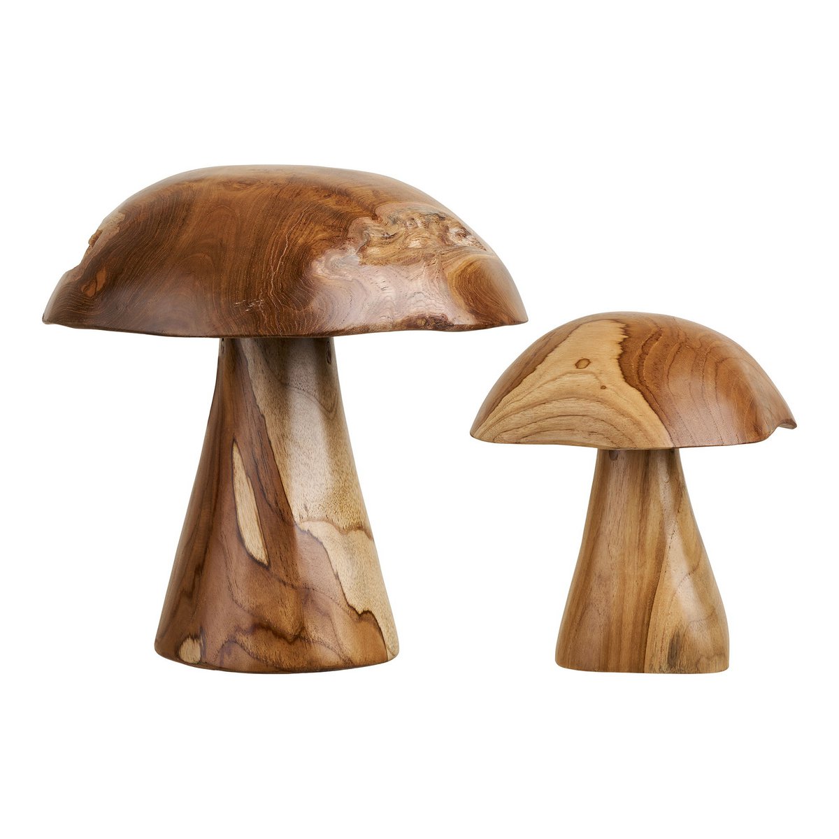 Kodi Dekorationspilze, Teak, natur, 2er-Set