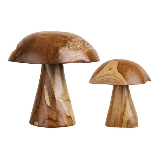 Kodi Dekorationspilze, Teak, natur, 2er-Set