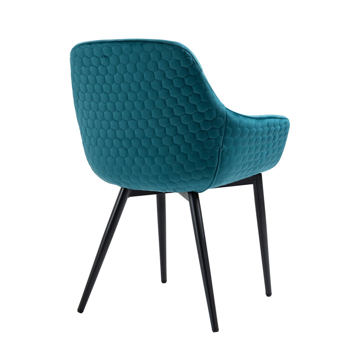 Armchair with honeycomb quilting velvet turquoise
